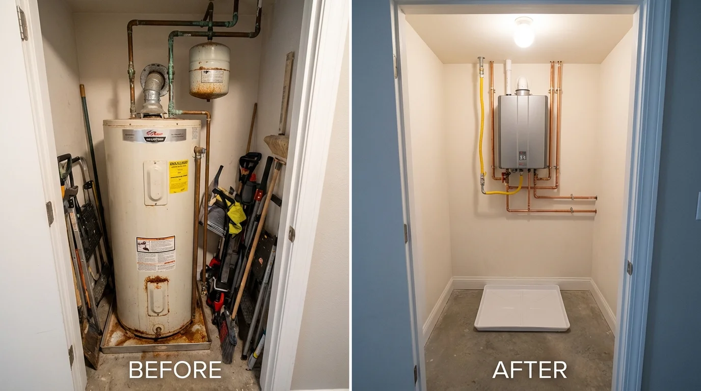 Tank water heater versus wall-mounted tankless unit comparison for Holderness, NH homeowners