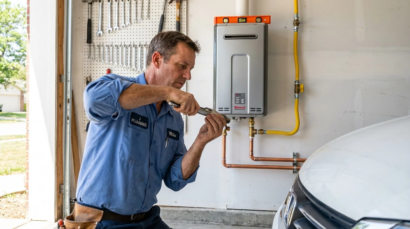 Tankless water heater installation by a Johns Plumbing LLC plumber in Holderness